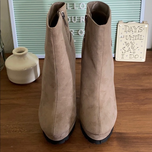 Taupe Platform Booties with Buckles - Picture 2 of 4